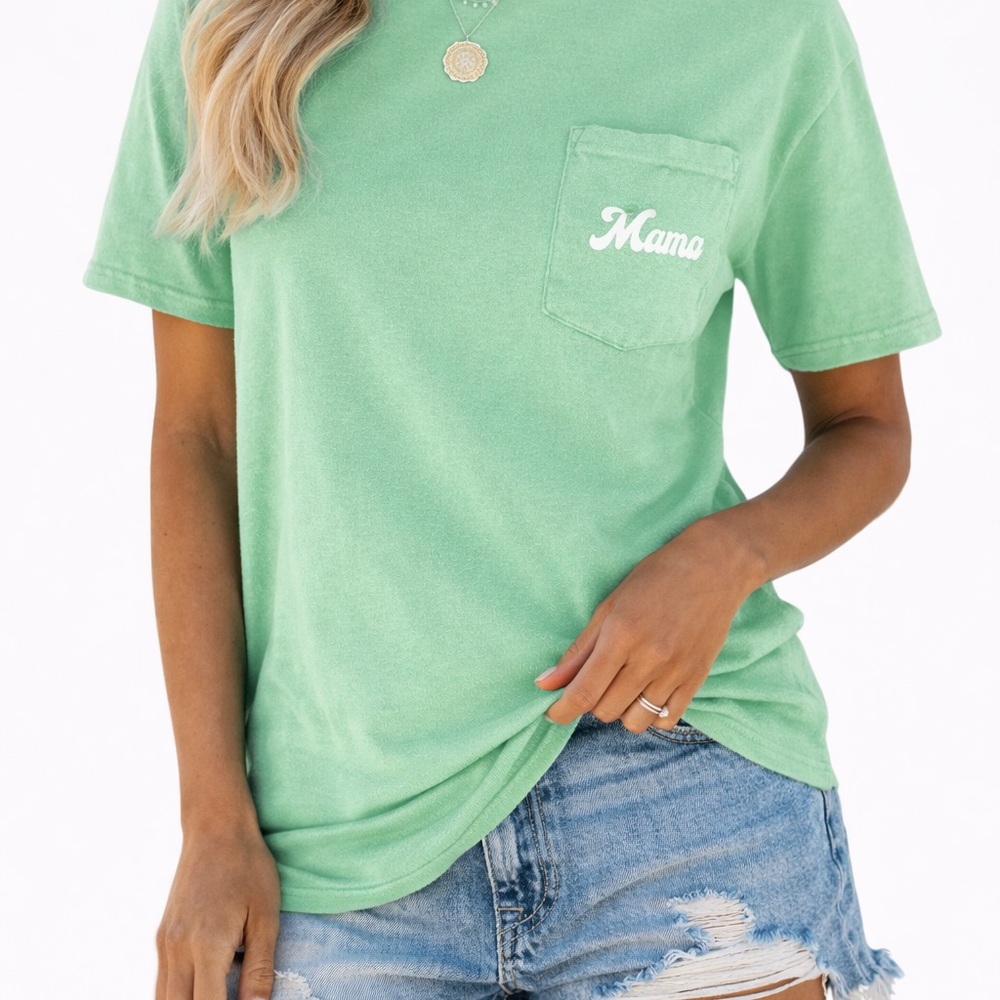 Mama Pocket Tee in Mint Green